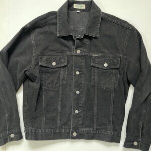 Men's Vintage 90s GUESS Original Designs Black Denim Trucker Jacket Sz Small USA